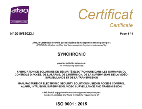 Synchronic obtient la certification ISO 9001 : 2015